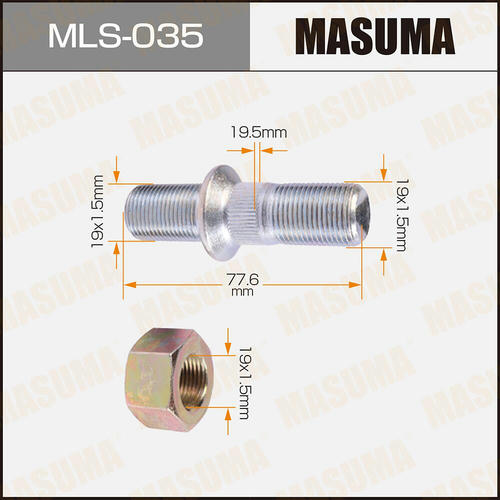 Шпилька колесная M19x1.5(R), M19x1.5(L) Masuma, MLS-035