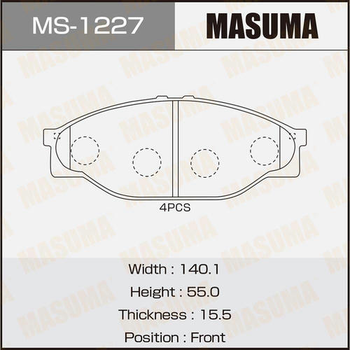 Колодки тормозные дисковые Masuma, MS-1227