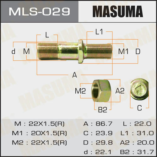 Шпилька колесная M22x1.5(R), M20x1.5(R) Masuma, MLS-029