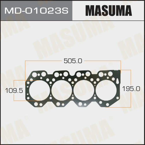 Трехслойная прокладка ГБЦ (металл-эластомер) Masuma толщина 1,10мм, MD-01023S