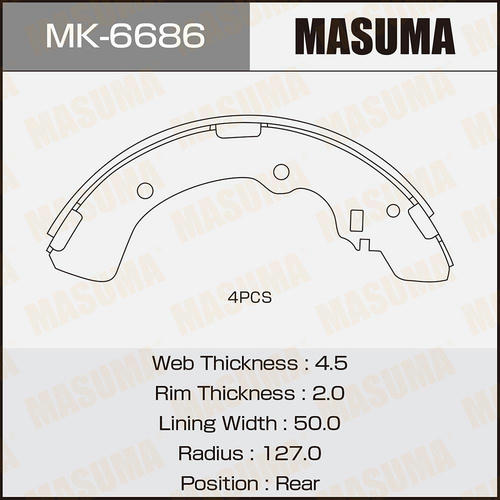 Колодки тормозные барабанные Masuma, MK-6686