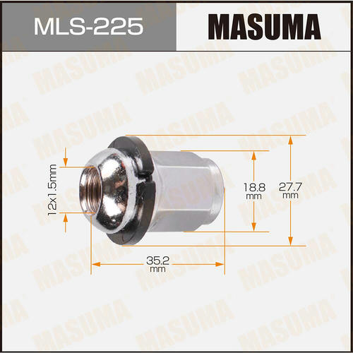 Гайка колесная Masuma M12x1.5(R) под ключ 19, MLS-225