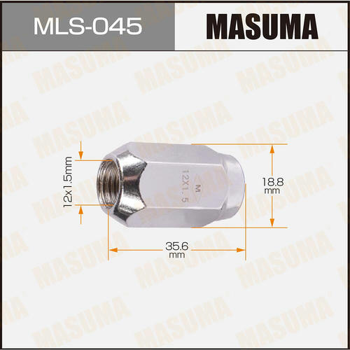 Гайка колесная Masuma M12x1.5(R) под ключ 19, MLS-045