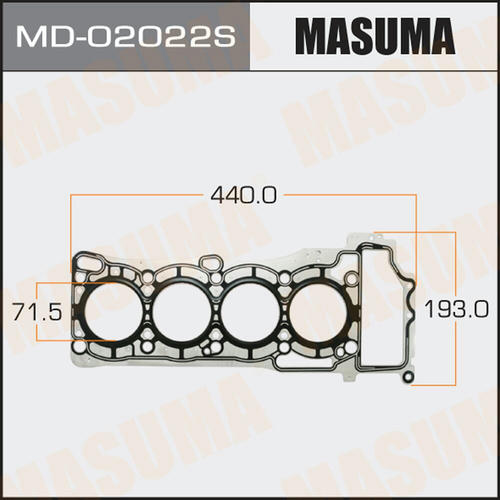 Двухслойная прокладка ГБЦ (металл-эластомер) Masuma толщина 0,50мм, MD-02022S