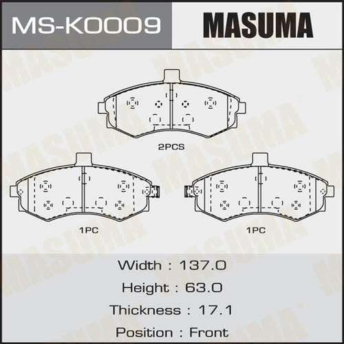 Колодки тормозные дисковые Masuma, MS-K0009