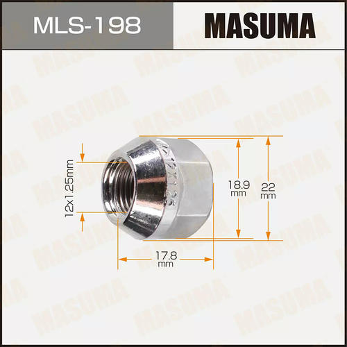 Гайка колесная Masuma M 12x1.25(R) под ключ 19 открытая, MLS-198