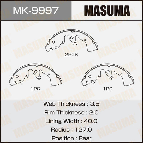 Колодки тормозные барабанные Masuma, MK-9997