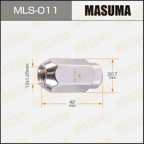 Гайка колесная Masuma M12x1.25(R) под ключ 21, MLS-011