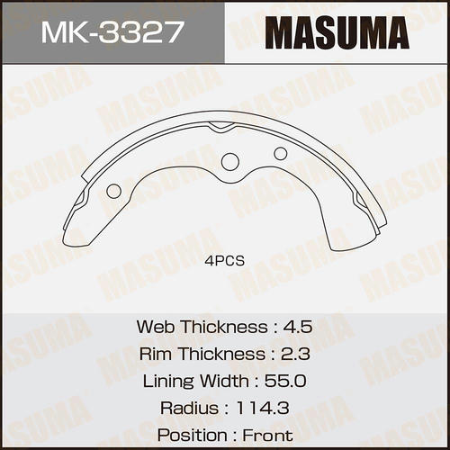 Колодки тормозные барабанные Masuma, MK-3327