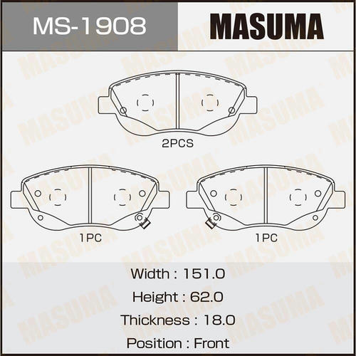 Колодки тормозные дисковые Masuma, MS-1908