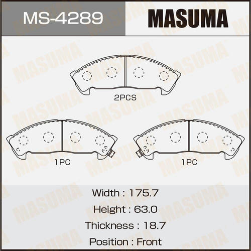 Колодки тормозные дисковые Masuma, MS-4289