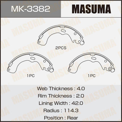 Колодки тормозные барабанные Masuma, MK-3382