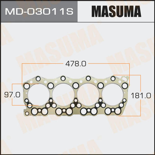 Пятислойная прокладка ГБЦ (металл-эластомер) Masuma толщина 1,31мм, MD-03011S
