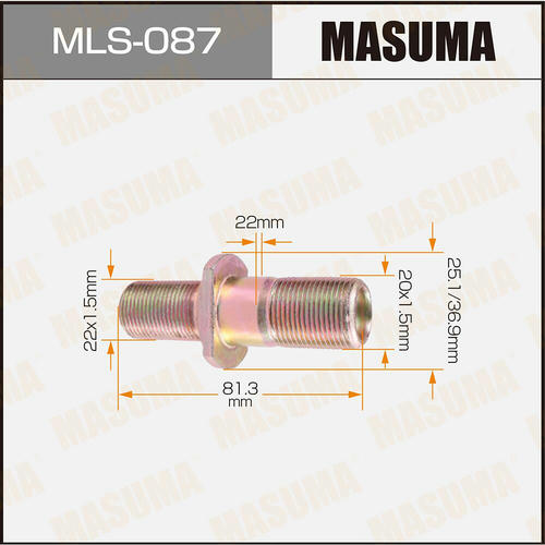Шпилька колесная M22x1.5(R), M20x1.5(R) Masuma, MLS-087