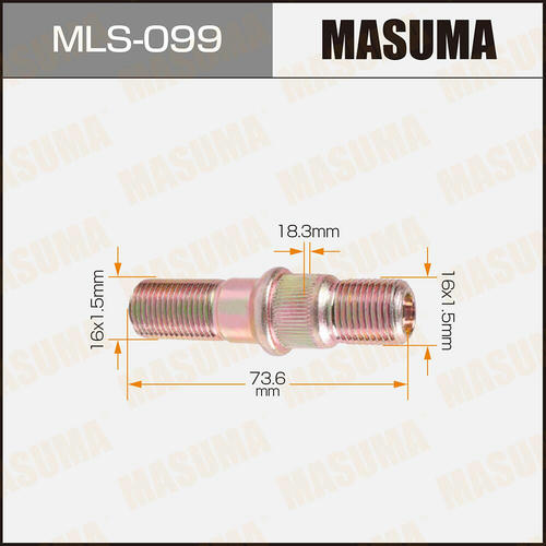 Шпилька колесная M16x1.5(R), M16x1.5(R) Masuma, MLS-099