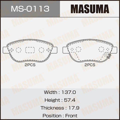 Колодки тормозные дисковые Masuma, MS-0113