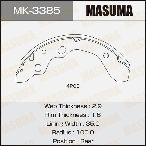 Колодки тормозные барабанные Masuma, MK-3385