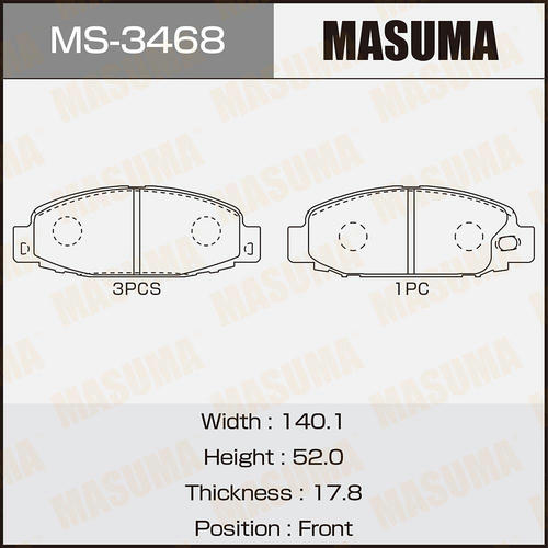 Колодки тормозные дисковые Masuma, MS-3468