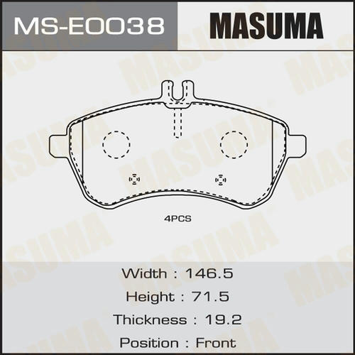 Колодки тормозные дисковые Masuma, MS-E0038