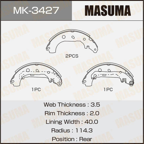 Колодки тормозные барабанные Masuma, MK-3427