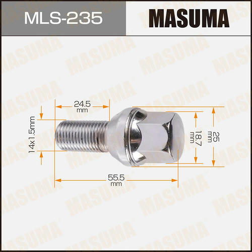 Болт колесный M14x1.5(R) Masuma, MLS-235