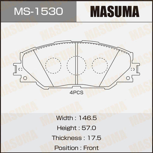 Колодки тормозные дисковые Masuma, MS-1530