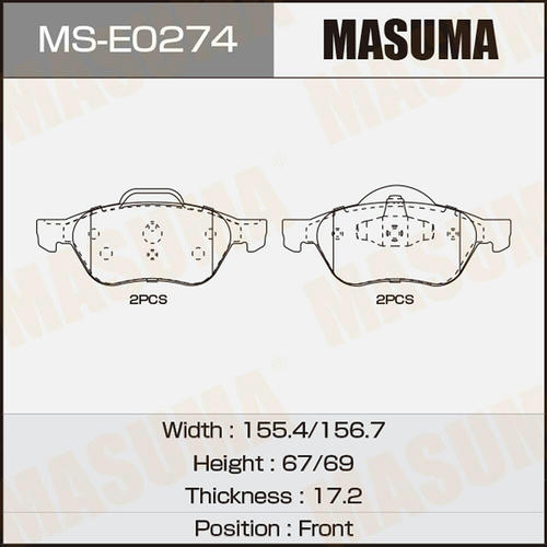 Колодки тормозные дисковые Masuma, MS-E0274