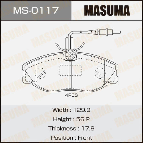 Колодки тормозные дисковые Masuma, MS-0117