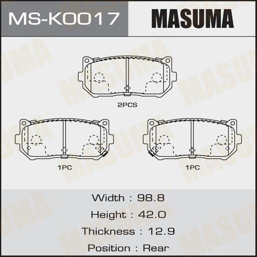 Колодки тормозные дисковые Masuma, MS-K0017