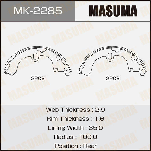 Колодки тормозные барабанные Masuma, MK-2285