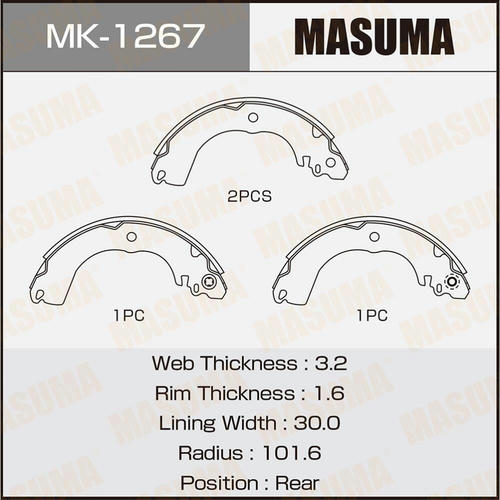 Колодки тормозные барабанные Masuma, MK-1267