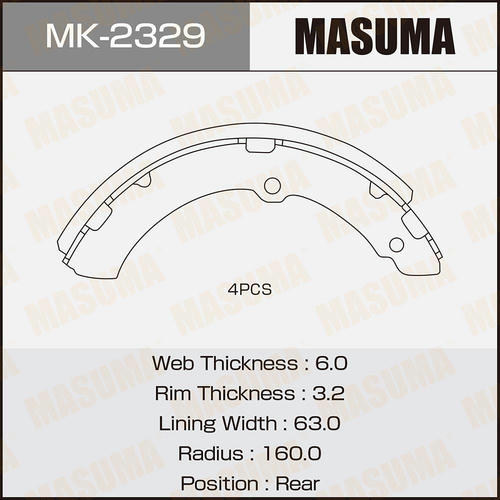 Колодки тормозные барабанные Masuma, MK-2329