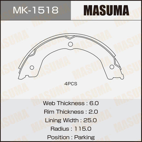 Колодки тормозные барабанные Masuma, MK-1518