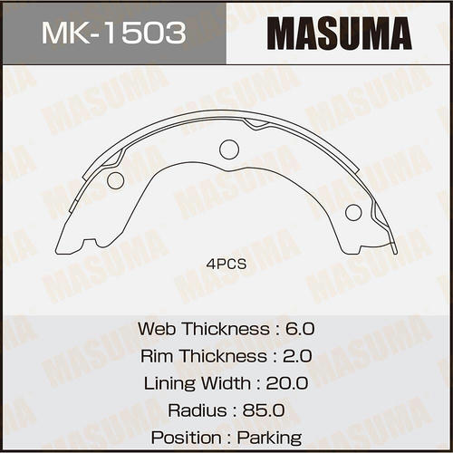 Колодки тормозные барабанные Masuma, MK-1503