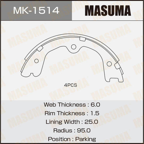 Колодки тормозные барабанные Masuma, MK-1514