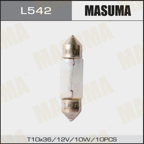 Лампа Masuma Festoon C10W (SV8,58,5, T10x37) 12V 10W, L542