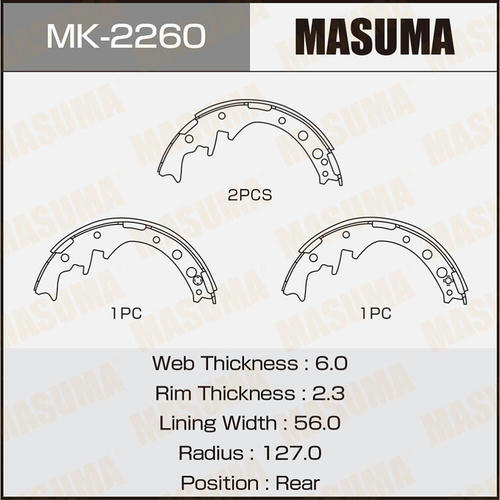 Колодки тормозные барабанные Masuma, MK-2260