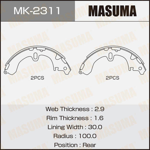 Колодки тормозные барабанные Masuma, MK-2311
