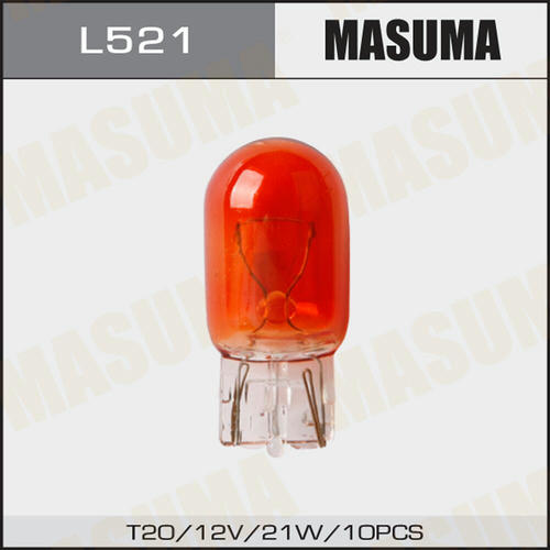 Лампа Masuma W21W (W3x16d, T20) 12V 21W ORANGE одноконтактная, L521