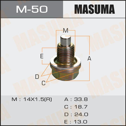 Болт (пробка) маслосливной Masuma с магнитом M14x1.5, M-50