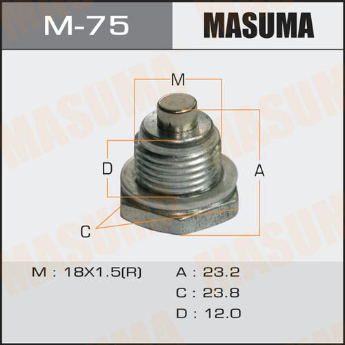Болт (пробка) маслосливной Masuma с магнитом M18x1.5, M-75