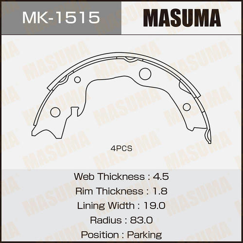 Колодки тормозные барабанные Masuma, MK-1515