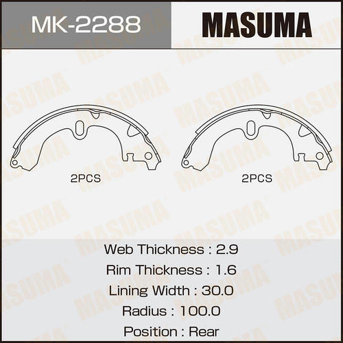 Колодки тормозные барабанные Masuma, MK-2288
