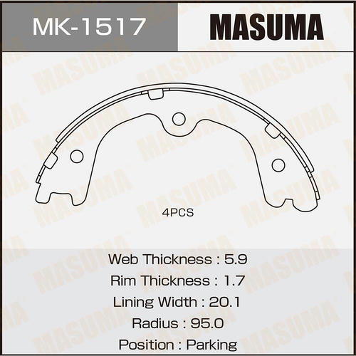 Колодки тормозные барабанные Masuma, MK-1517