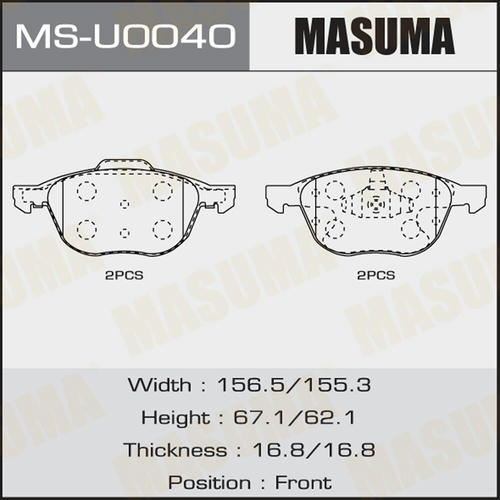 Колодки тормозные дисковые Masuma, MS-U0040