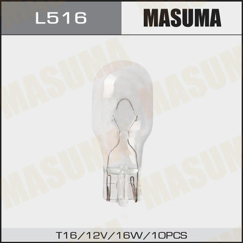 Лампа Masuma W16W (W2.1x9.5d, T16) 12V 16W, L516