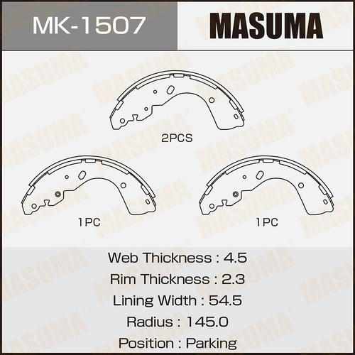 Колодки тормозные барабанные Masuma, MK-1507