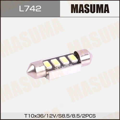 Лампы Masuma Festoon C10W (SV8,58,5, T10x37) 12V 10W (LED), L742