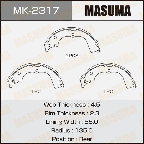 Колодки тормозные барабанные Masuma, MK-2317