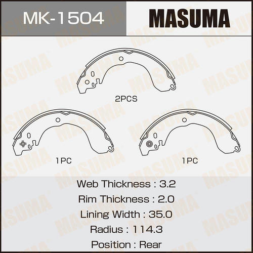 Колодки тормозные барабанные Masuma, MK-1504